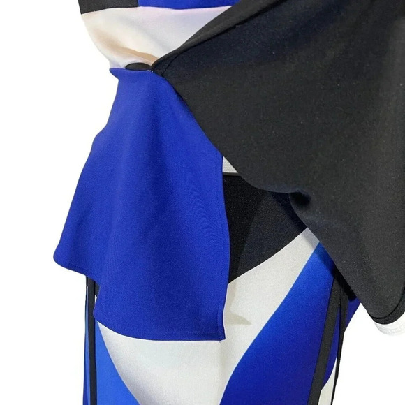 Worthington Skirt and Peplum Top Suit Set Medium Geometric Periwinkle White Blue - Picture 8 of 13